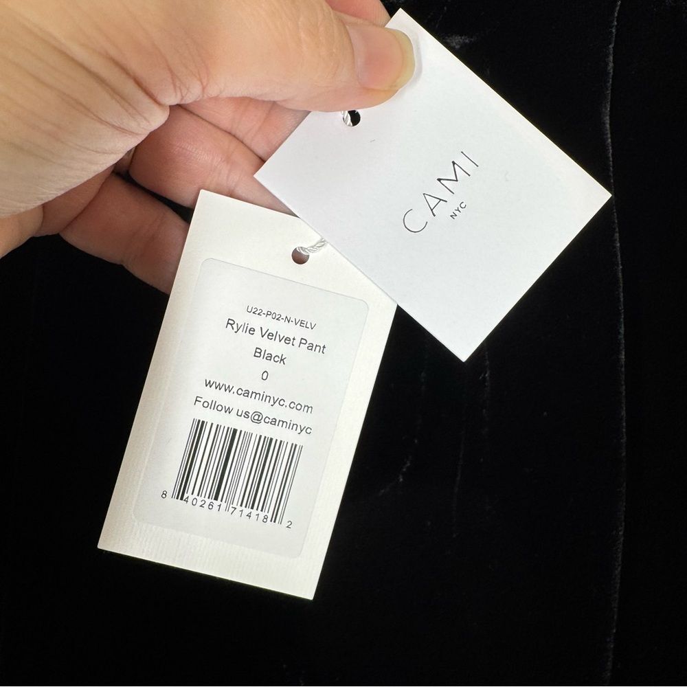 New Cami NYC Rylie Wide Leg Pants Black Velvet Pleated Trousers Size 0 - Picture 7 of 9